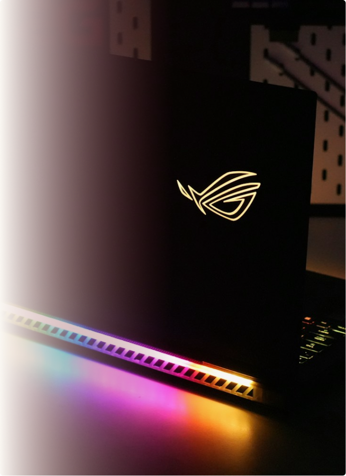 Gaming setup with RGB lighting